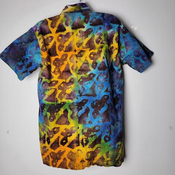 Bold Multi-Color Art 2 Wear Print Button-Down Shirt Size L 100% Cotton Dopamine - Picture 3 of 7